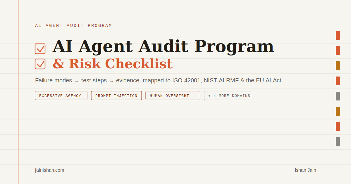 AI Agent Audit Program and Risk Checklist